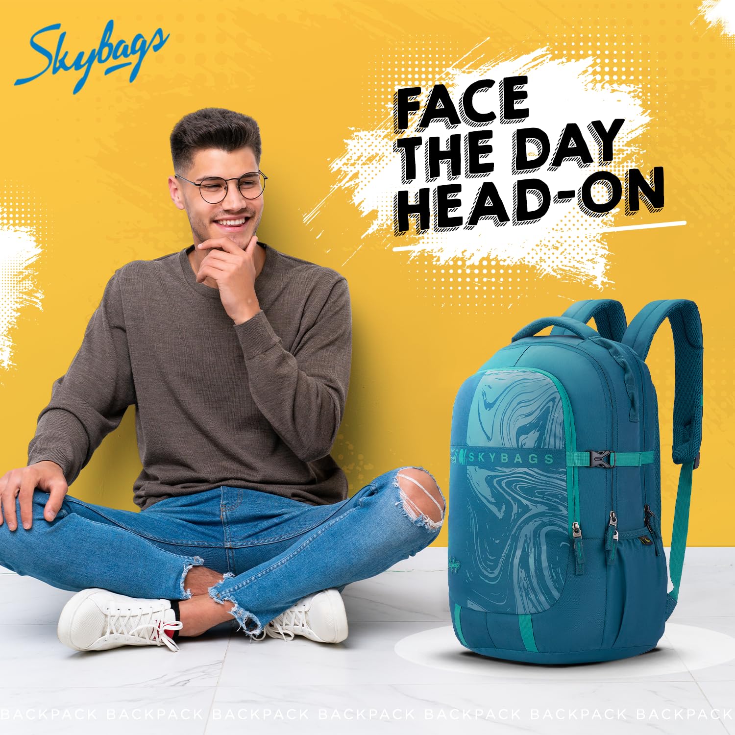 Skybags Vesper Spacious 40L Laptop Backpack (15.6"), 3 Compartments, Teal