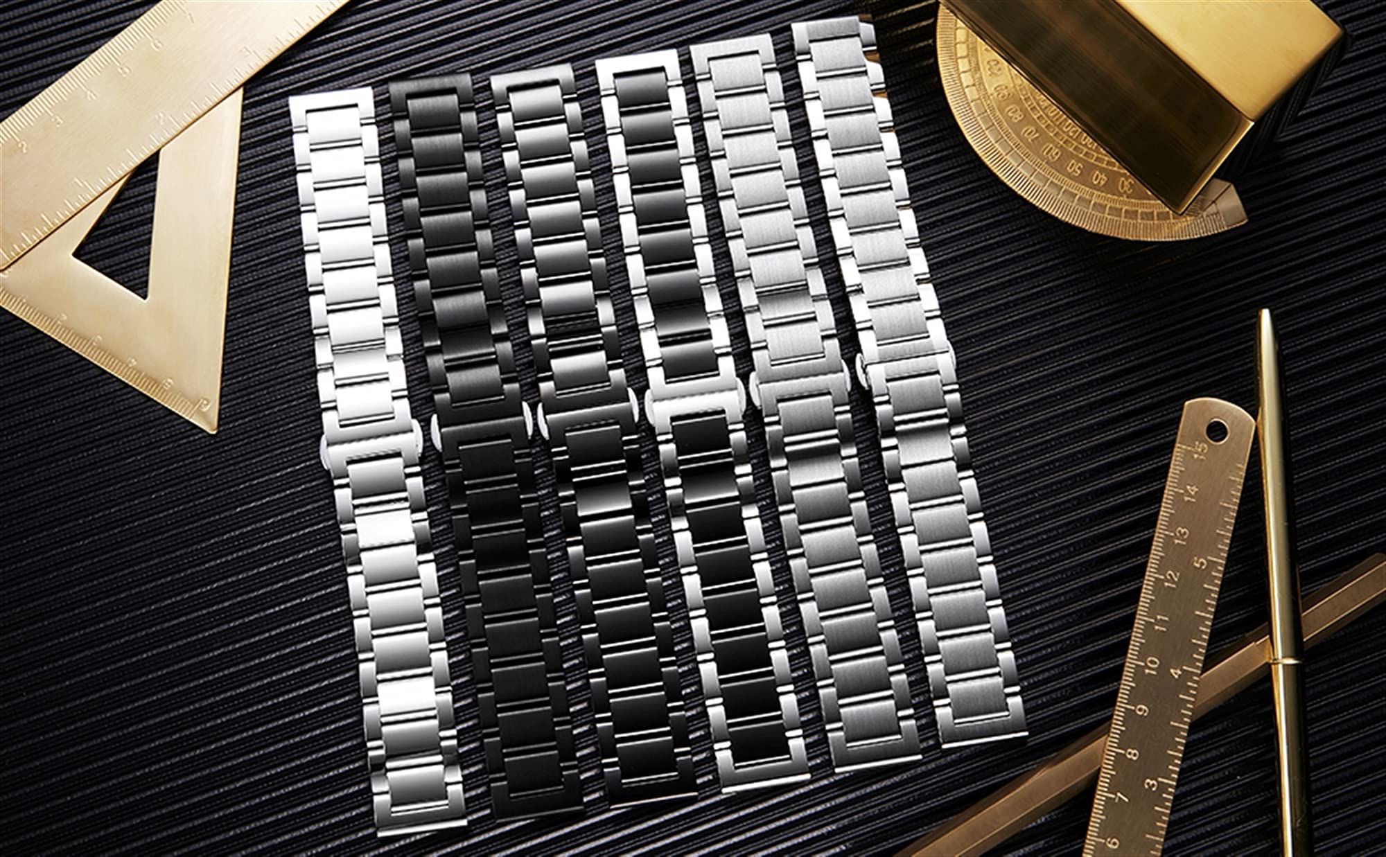 Vantor Bracelet de Montre Bracelet en Acier Inoxydable, avec Ressort Aiguille 12 mm, 13,0 mm, 14 mm, 15 mm, 16 mm, 17 mm, 18 mm, 19 mm, 20 mm, 21 mm, 22 mm, 23,0 mm, 24 mm