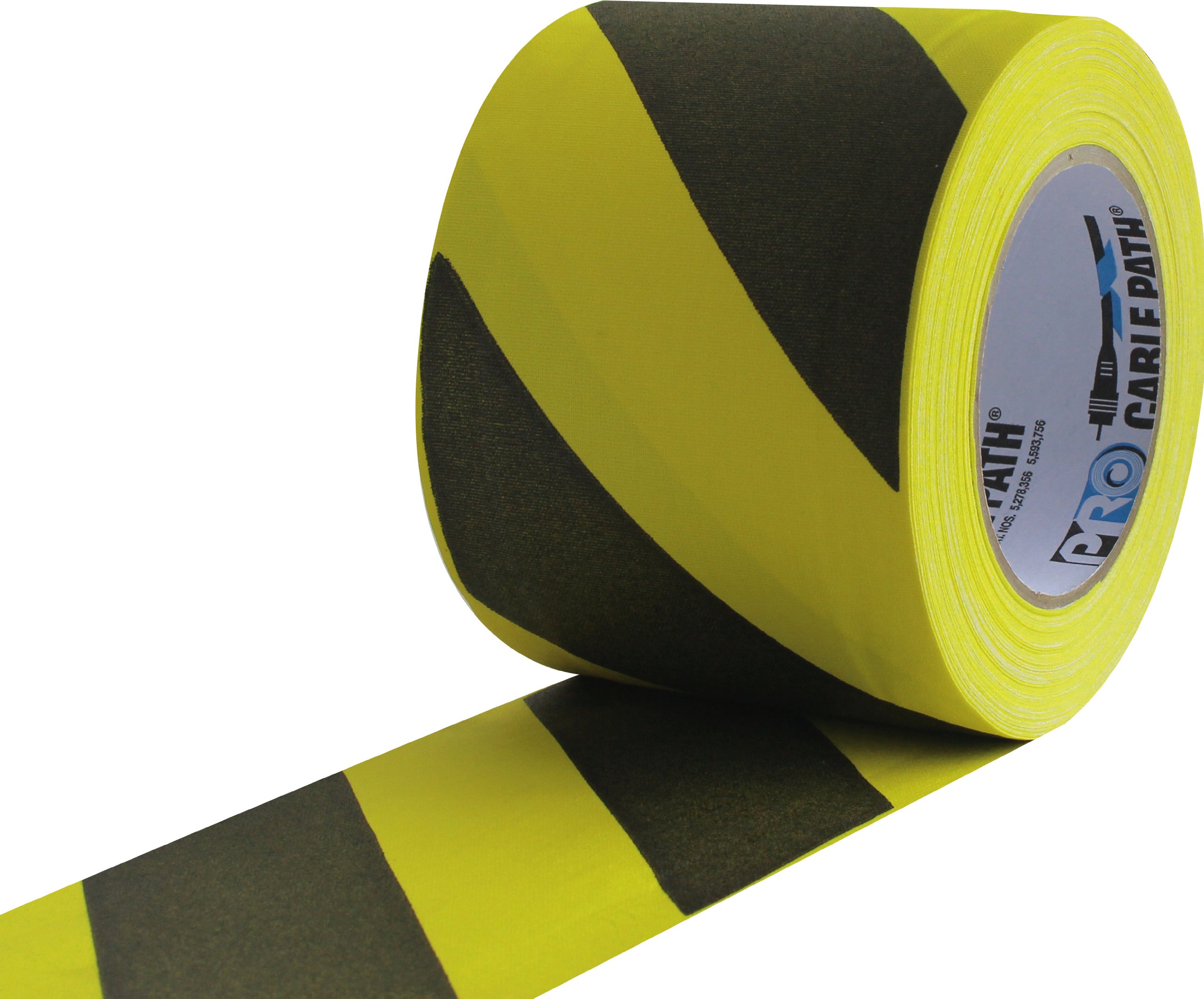 ProTapes Cable Path Cured Rubber Resin Zone Coated Gaffers Tape, 12.5 mil Thick, 30 yds Length, 4" Width, Black/Yellow Stripes (Pack of 1)