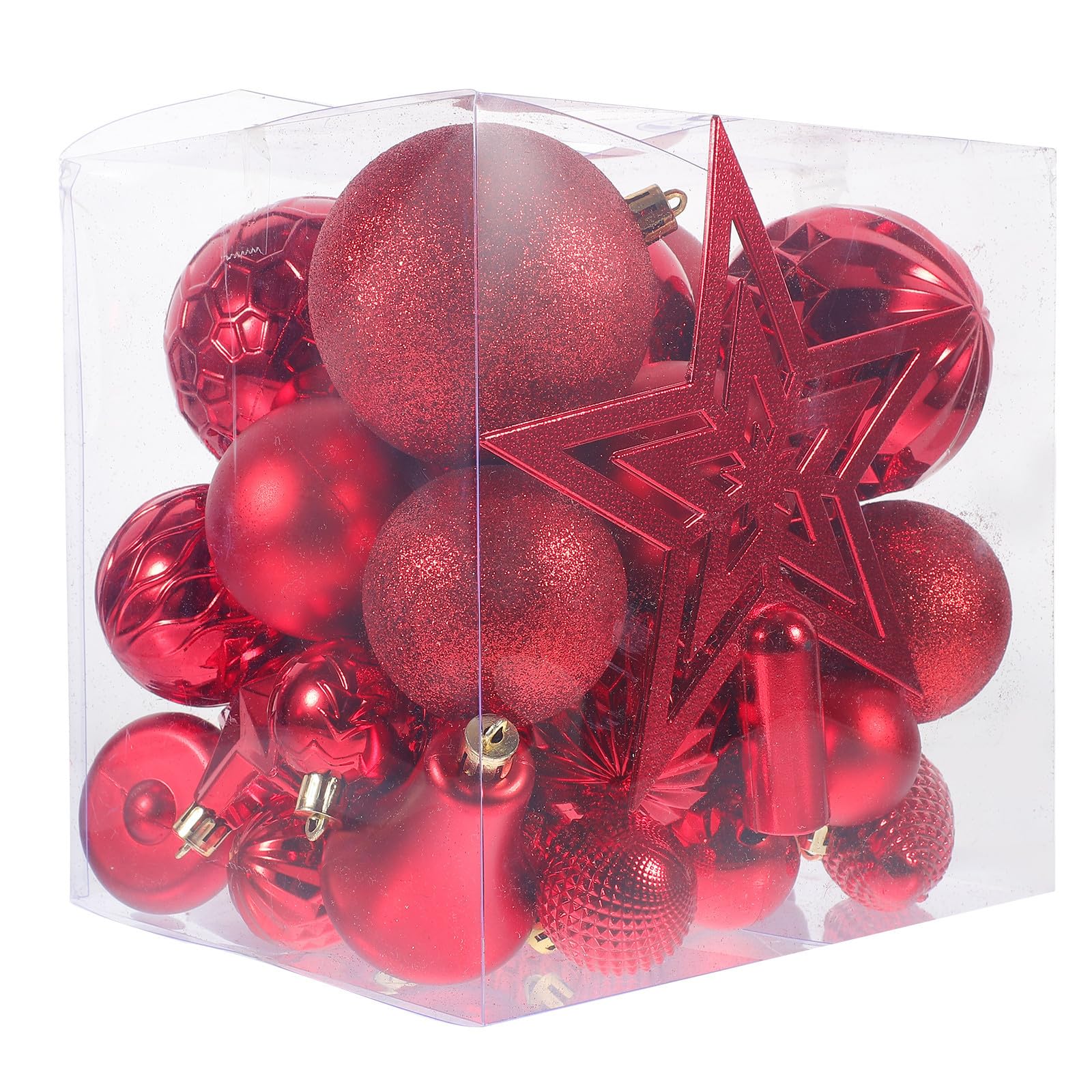 TOYANDONA 90 Stück Weihnachtsbaumschmuck Rote Kugeln aus Kunststoff für