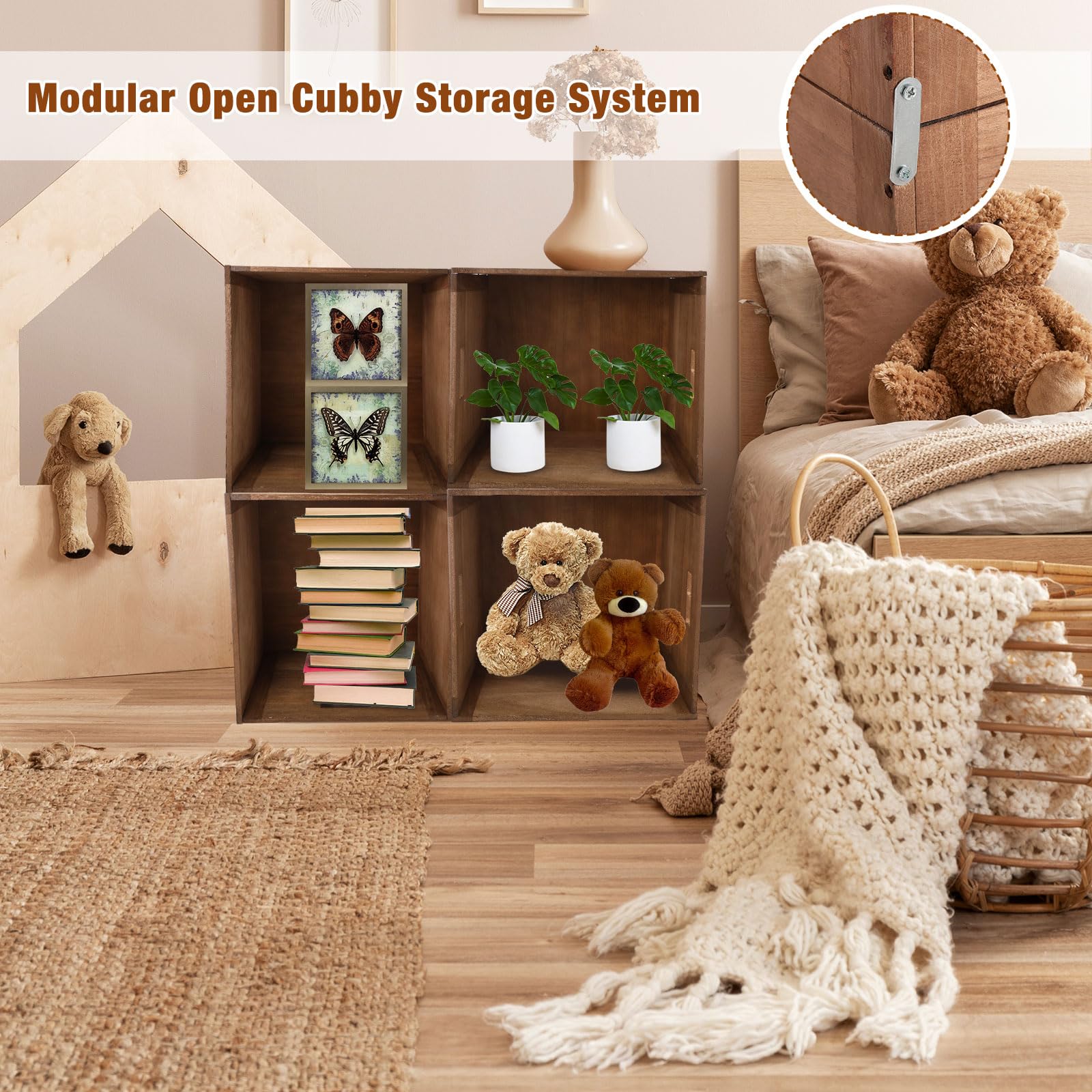 Amazon.com: Menkxi 4 Pcs Stackable Wood Storage Cube for Shelves