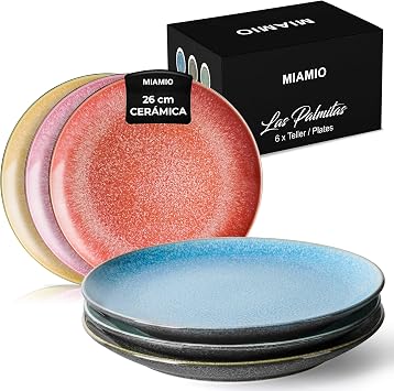 MIAMIO - set of 6 ceramic plates 26 cm Las Palmitas for kitchen