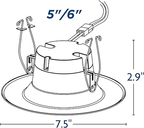 Miniatura 13 de Topaz Foco empotrable LED redondo de 4 pulgadas, 7 W, borde deflector, 5CCT seleccionable 2700K, 3000K, 3500K, 4000K, 5000K, blanco