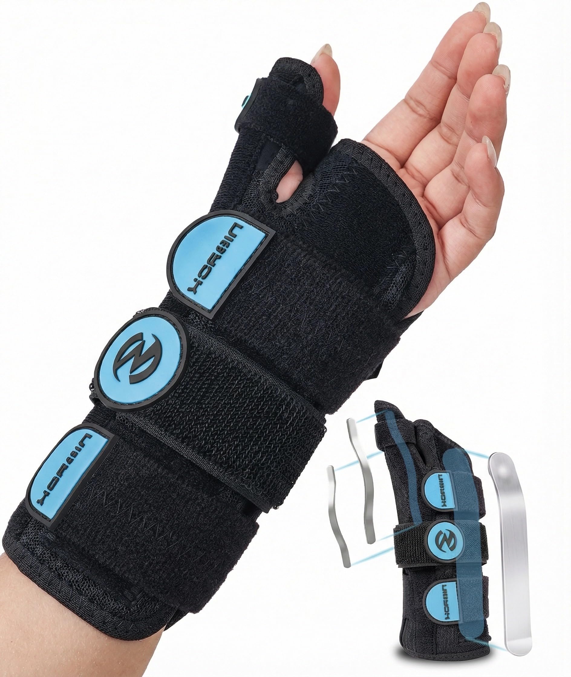 Adjustable Thumb Spica Splint Wrist Brace, Universal for Left/Right Hand, Day & Night Support, Relieves De Quervain's Tenosynovitis/Carpal Tunnel/