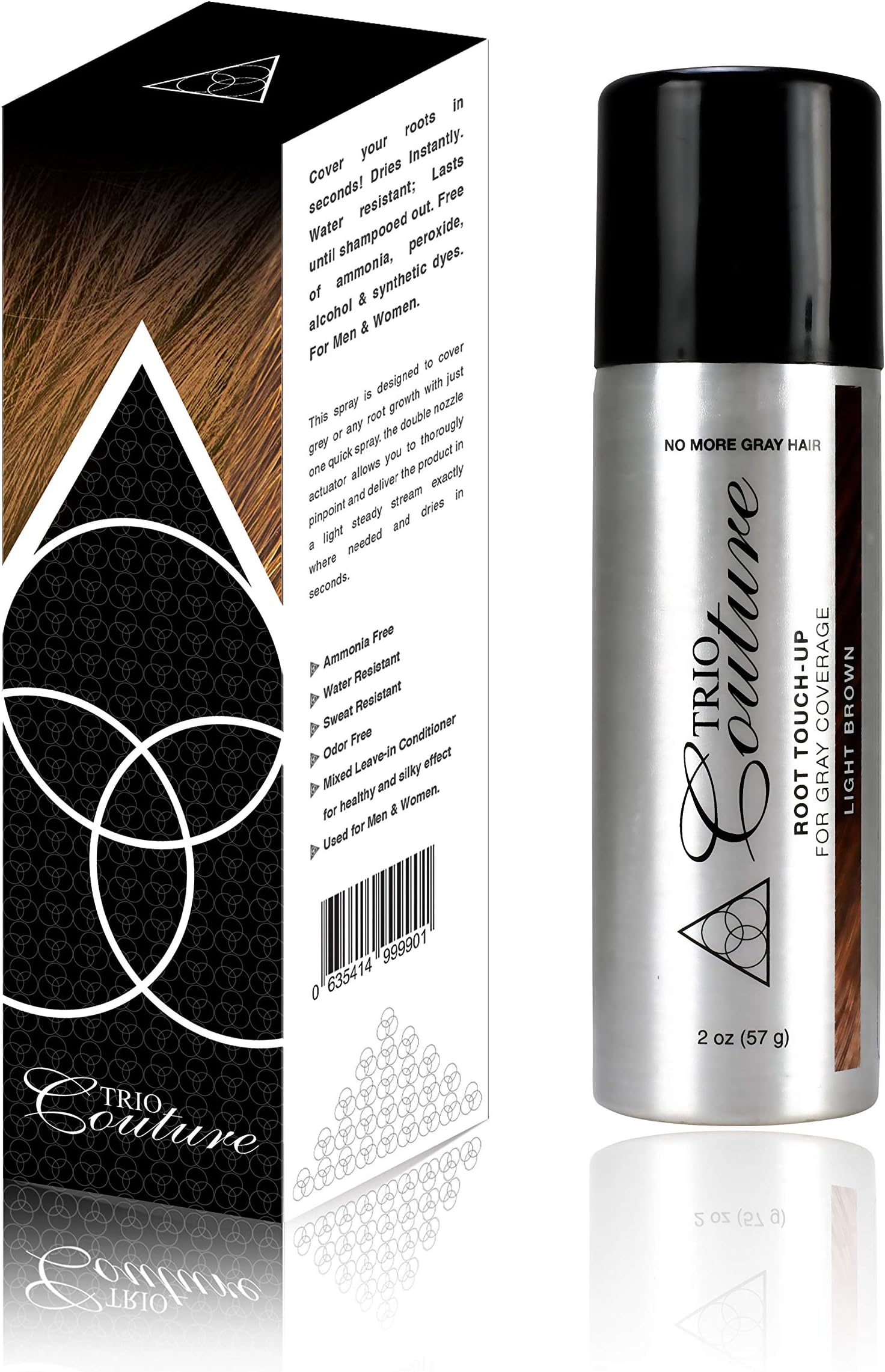 Hair Root Touch Up - Gray Concealer Spray, 2 oz (Light Brown)