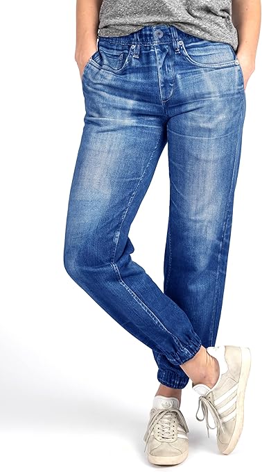 Jeaneez French Terry Jogger Jeans Pants for Women | Pull-On Elastic Waist Jeans, Stylish and Comfortable Denim