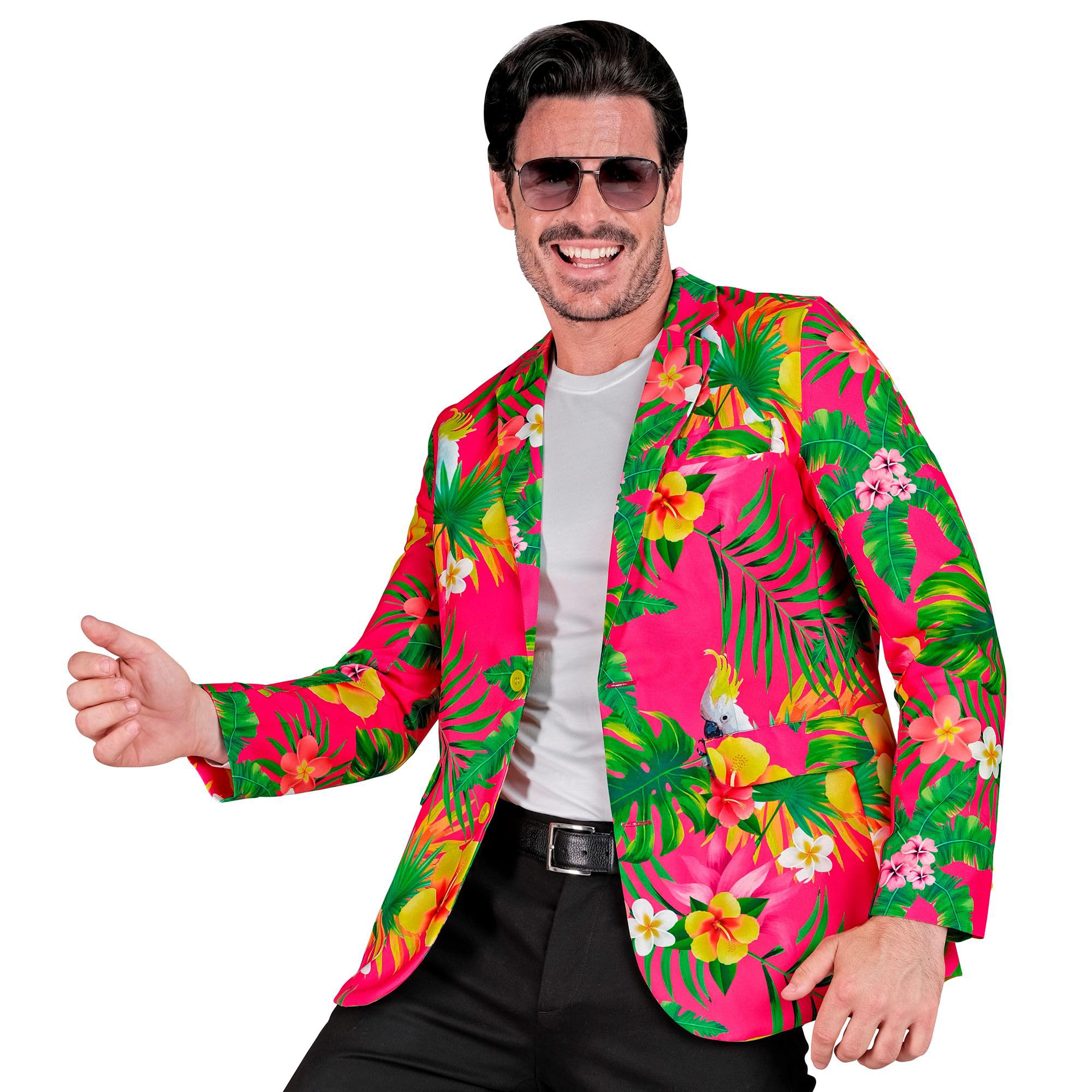 W WIDMANN MILANO Party Fashion - Party Fashion Jacket, Copacabana Pattern, Suit Jacket, Neon, Hawaii, Bird of Paradise, Showmen