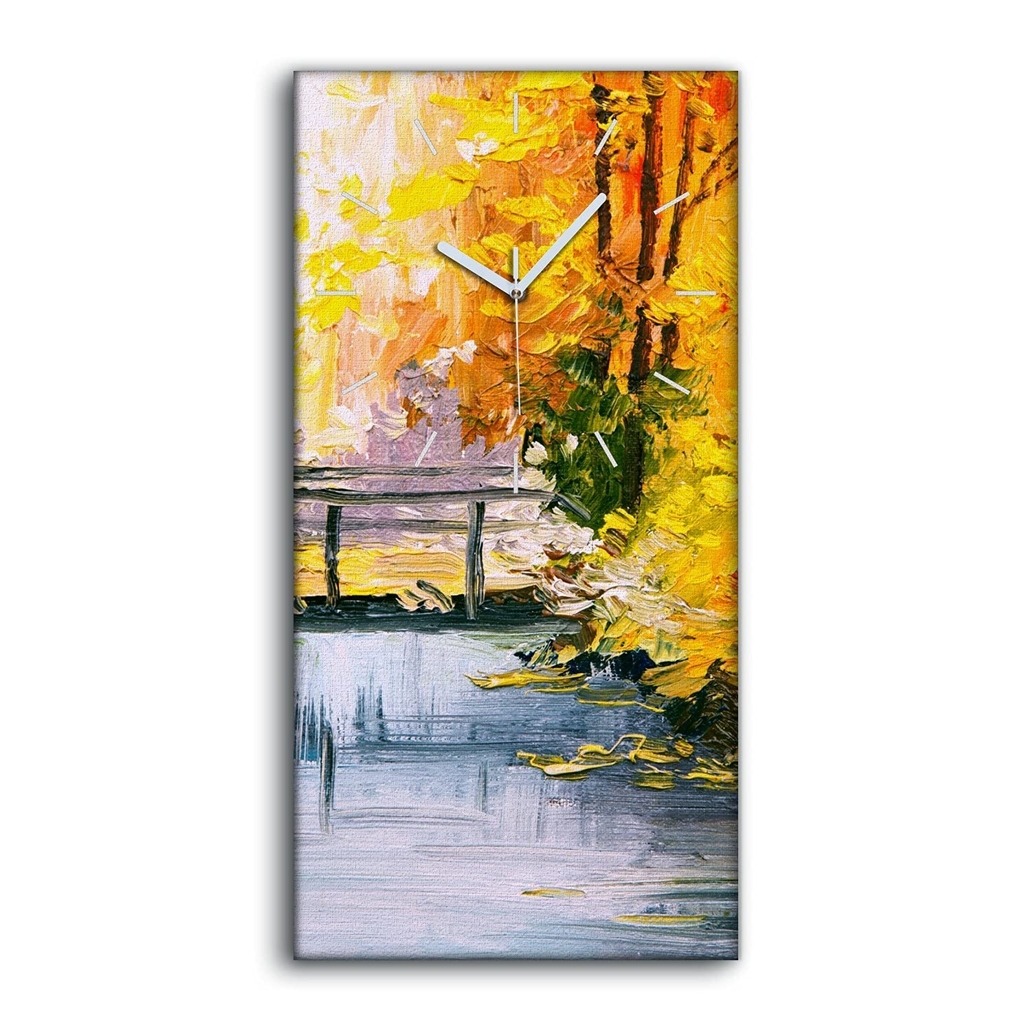 Horloge sur Toile Nature Forêt Rivière 30x60 image Murale Salon Chambre Art Moderne Contemporain