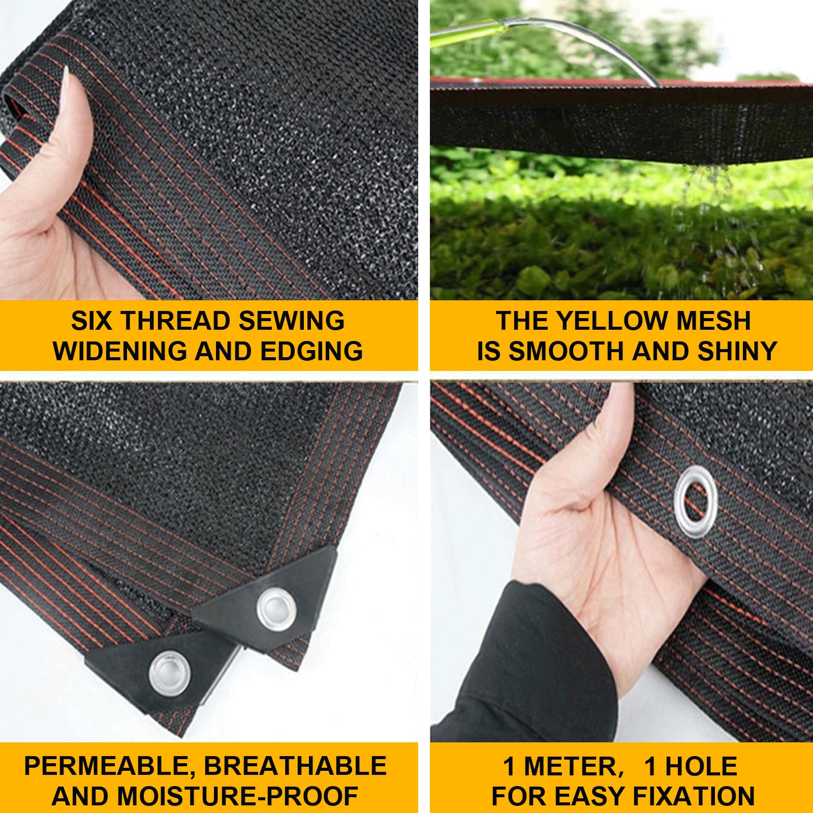 Malla De Sombra con Ojales, Red De Sombra para Jardín, Lona De Malla De Sombra para Patio, Toldo para Balcón, Protección Térmica para Coche, 70-90% De Sombreado (6x6m)