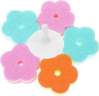 KICHOUSE 多目的キッチン用スクラブスポンジ 花型傷防止デザイン 食器洗い バスルーム 家具用 高効率洗浄と油汚れ除去対応 5個セット