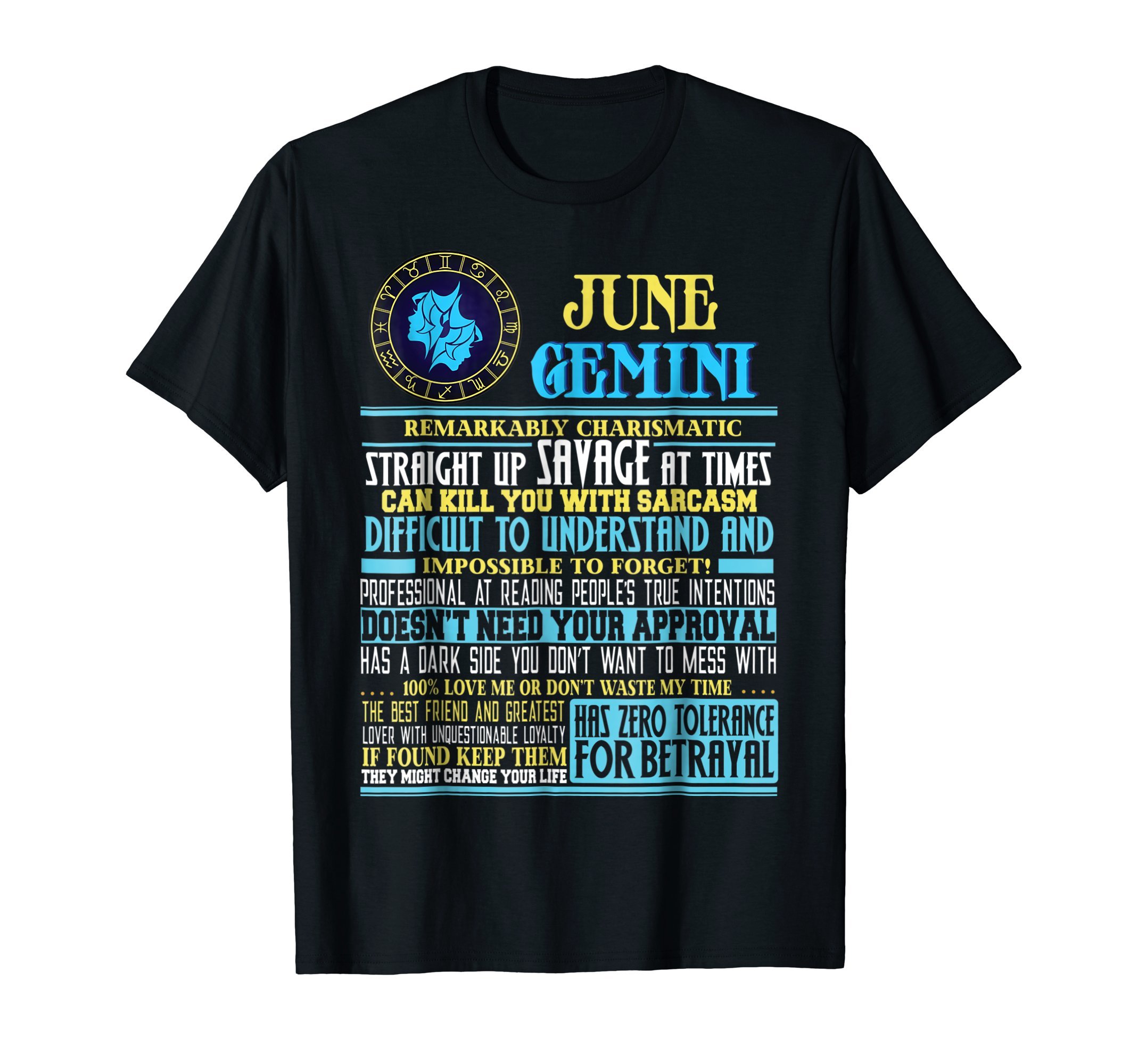 Zodiac Shirt WomenGemini Facts Shirt Funny June Gemini Birthday Gift Shirt T-ShirtOEKO-TEX STANDARD 100