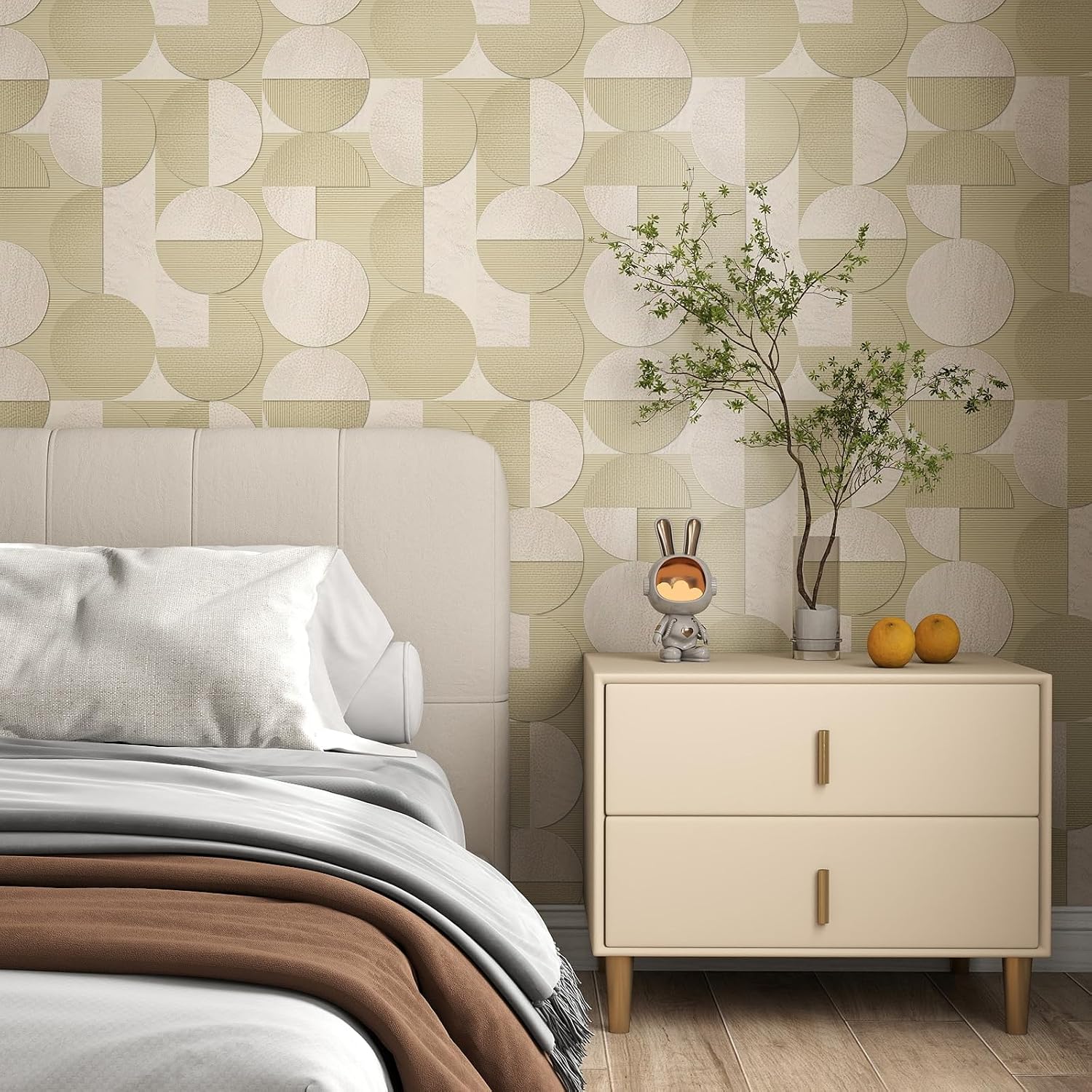 Kitico Geometric Peel and Stick Wallpaper, Linear Modern Pattern Removable Self Adhesive Contact Paper for Bedroom, Bathroom, Kitchen and Furniture Renter Friendly Wall Paper 17" x 80" image 2