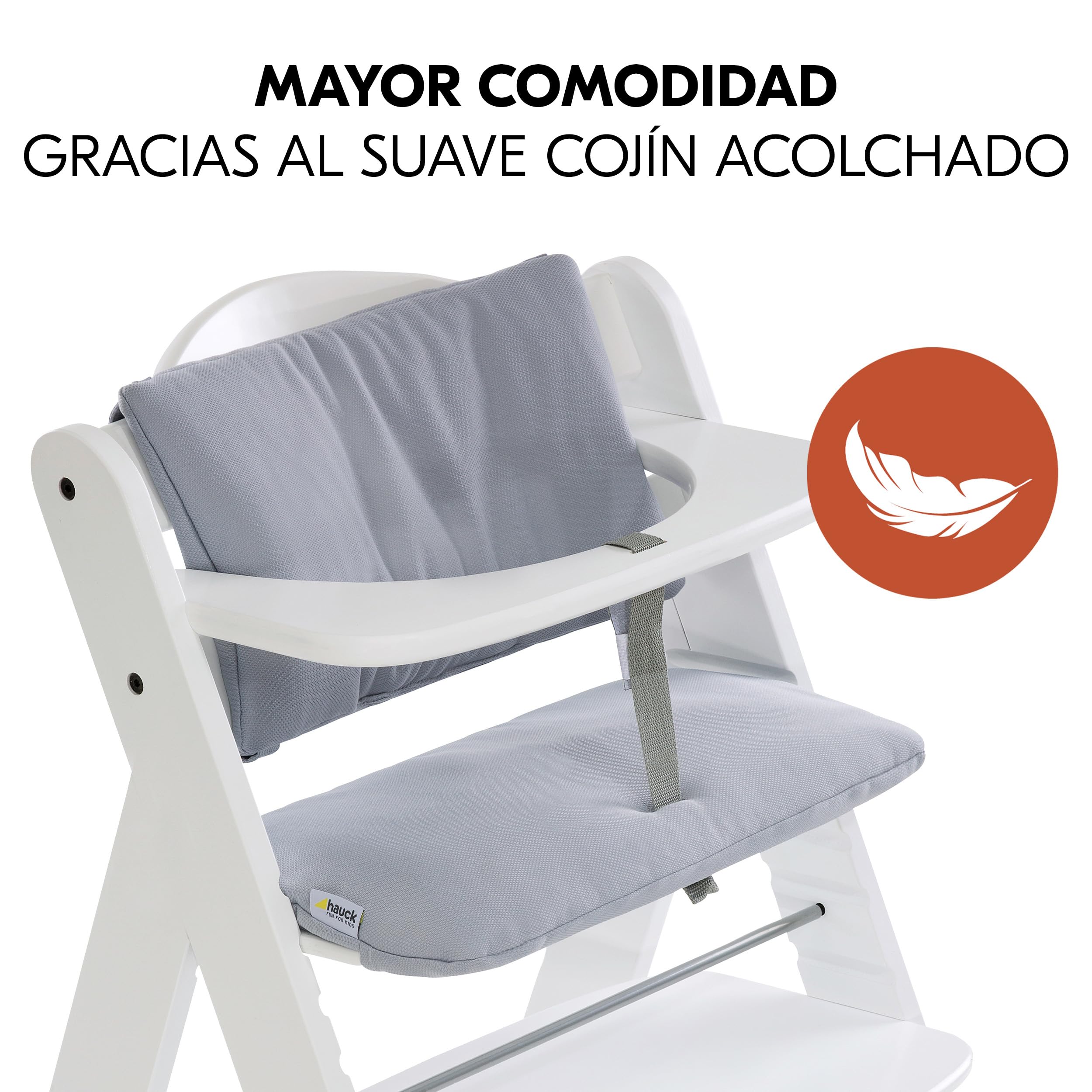 hauck Trona Evolutiva Madera Alpha+ Newborn Set con 2in1 Bouncer - Blanco | Trona de Madera con Hamaca Bebé Apta desde el Nacimiento y Cojín de 2 Piezas