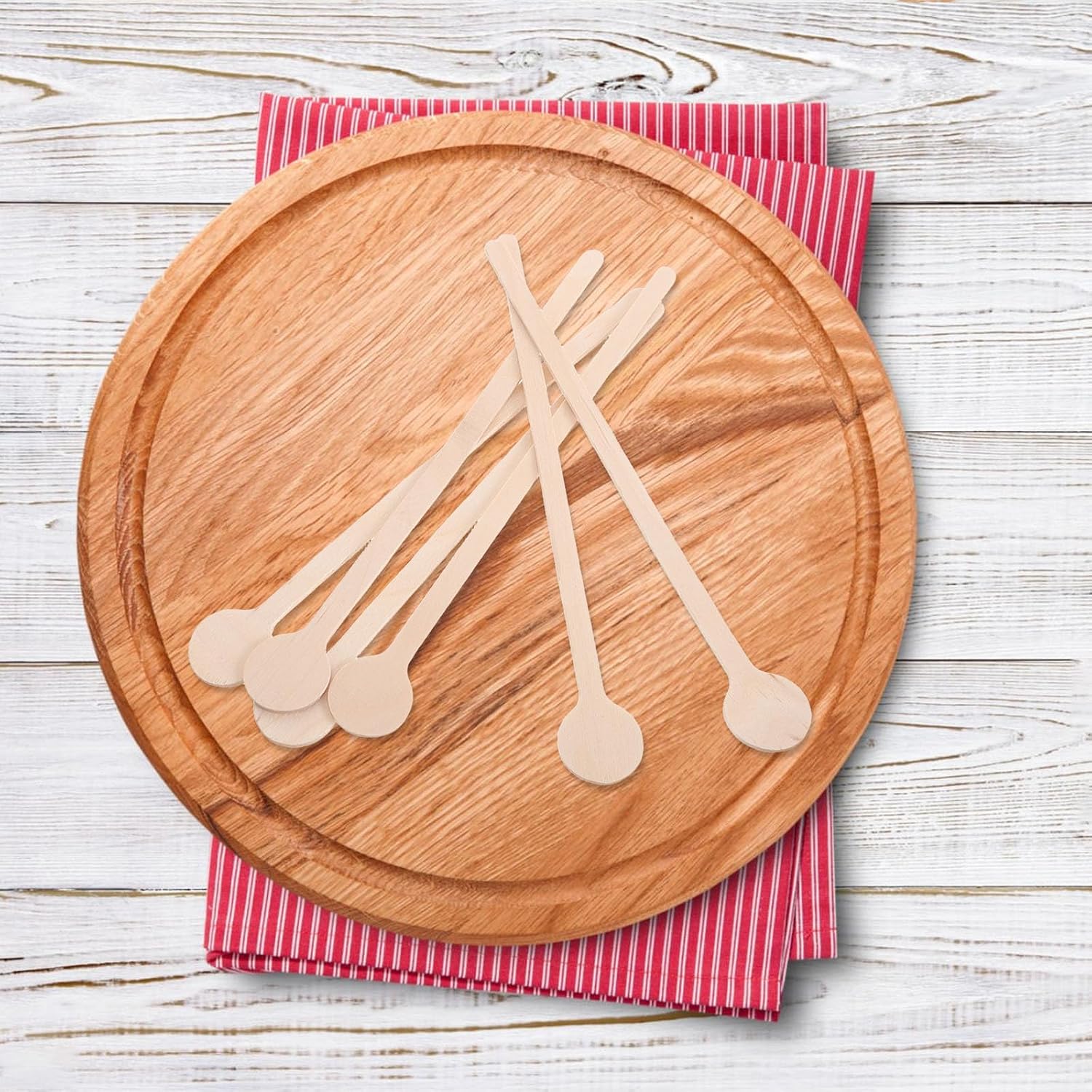 Wooden Coffee Stir Sticks round Ends, Beverage Mixing Rods for Milk Tea and Cocktails, 100pcs Eco-friendly Drink Stirrers for Home, Cafe, and Party Use