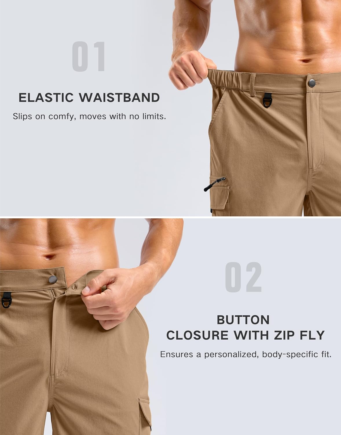Pudolla Men's Hiking Cargo Shorts with 7 Pockets Lightweight 9" Outdoor Casual Shorts for Men Trip Work Camping Fishing Golf
