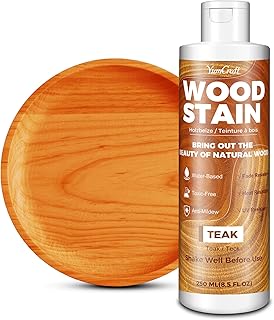 Water Based Wood Stain Teak 8.5oz/250ml, Matte Fast Drying Wood Stain, Low Odor Non-Toxic Indoor Outdoor Wood Paint for Furniture, Cabinet, Door, Window, Wardrobe, Paneling, Trim & Multiple Finishes