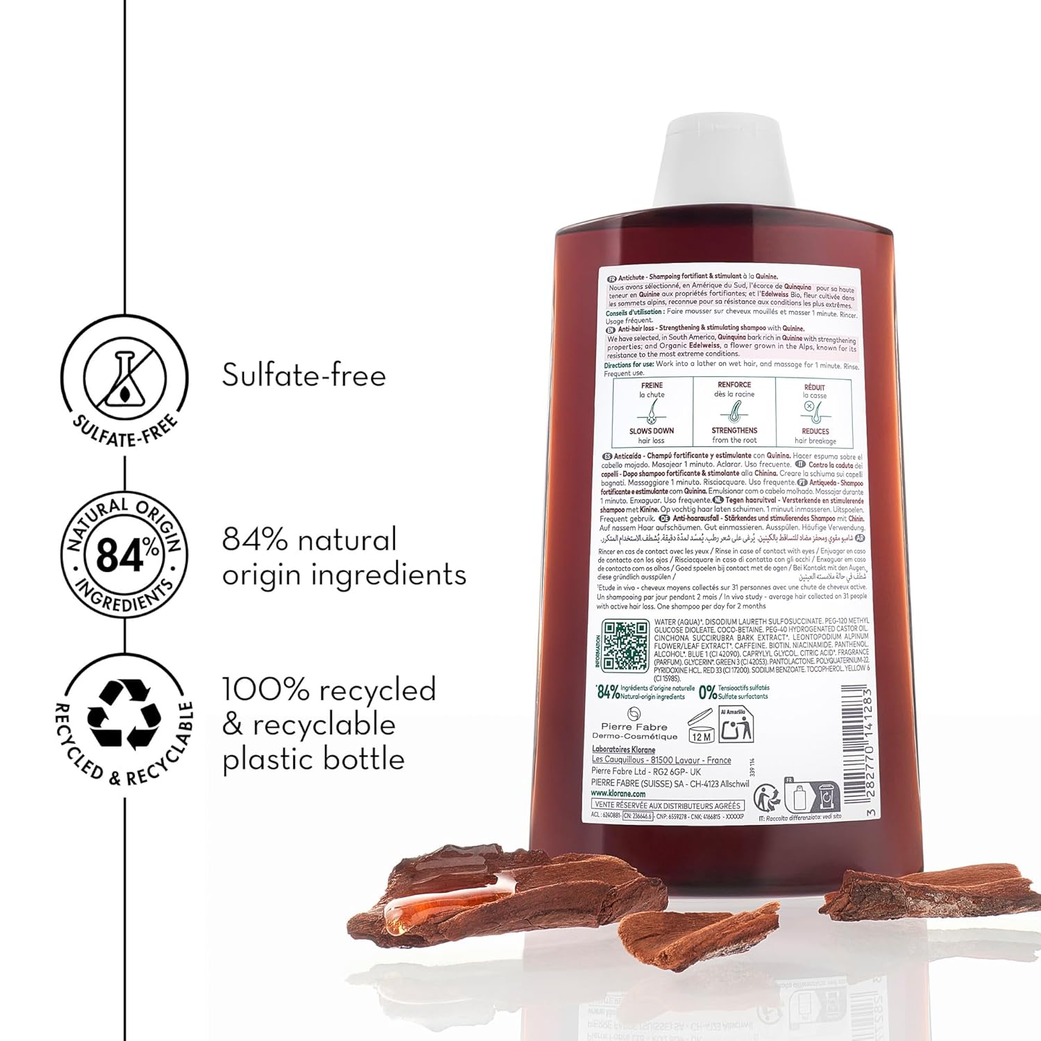 Klorane Strengthening Shampoo with Quinine - Dermatologist-Tested - Natural Alternative Thickening Shampoo for Hair Thinning - Support Stronger, Healthier Hair for Men & Women - 13.5 fl. oz. - Image 5