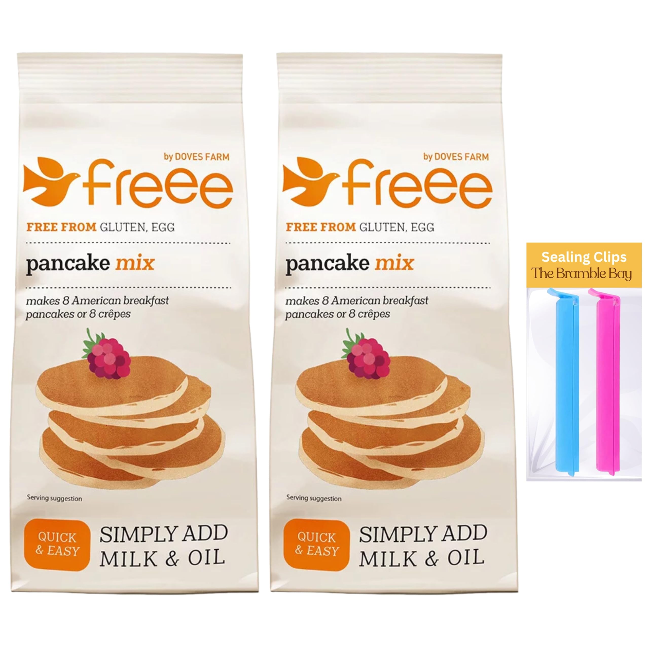 Gluten Free Pancake Mix Bundle includes 300g x2, Sealing Clips x2