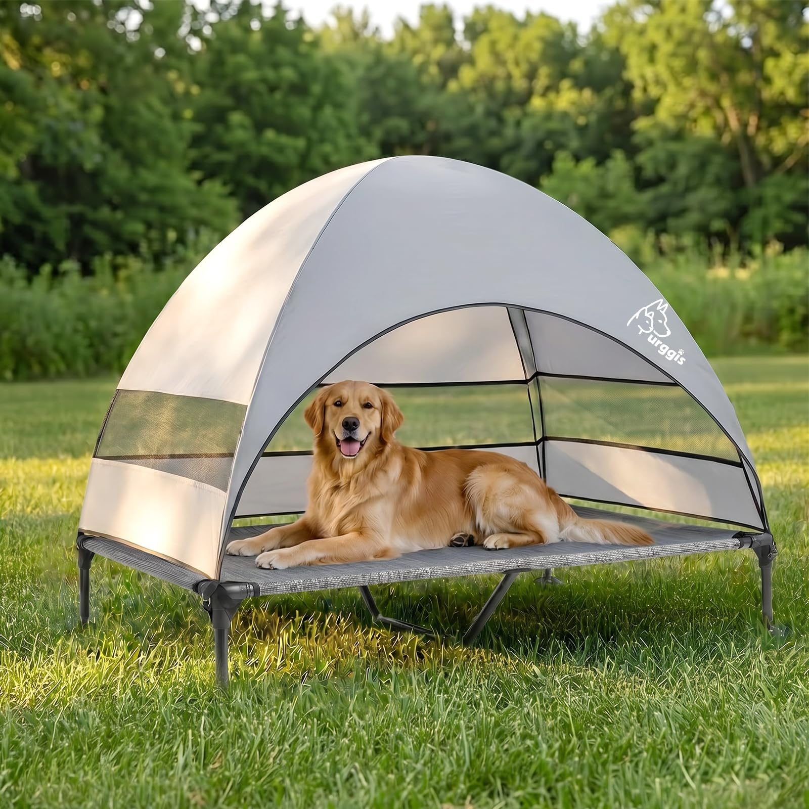 large dog tent bed Elevated Outdoor with Canopy Raised Dog Cot with Shade Dog Größe:7b With a triangular entrance Metal Gear Solid gets nowrap