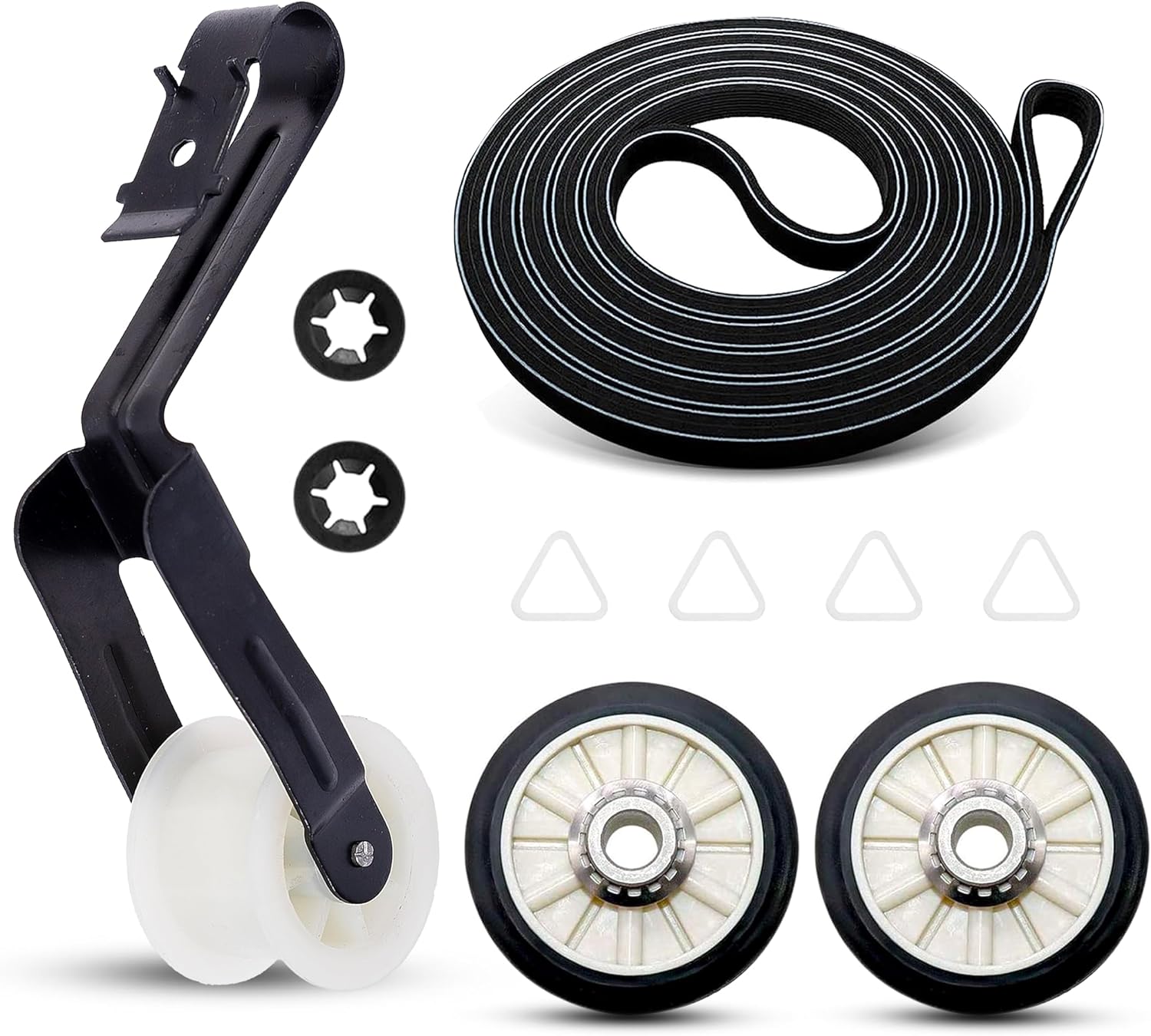 Dryer Repair Kit Drum Rollers 14210017 Belt 341241 Idler Pulley 14210023 Replacement For Amana NED4655EW1 NED4600YQ1 4GNED4600YQ1 NED4600YQ0 NGD4655EW2 NED4500VQ0 NED4500TQ0 NED4800VQ0 NED4700YQ1