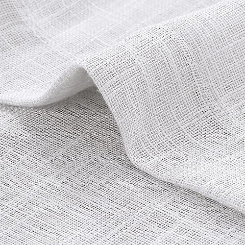 Miniatura 5 de Turquoize Cortinas traslúcidas de lino natural con pestaña superior, cortinas filtrantes de luz de 96 pulgadas, cortinas para sala de estar,