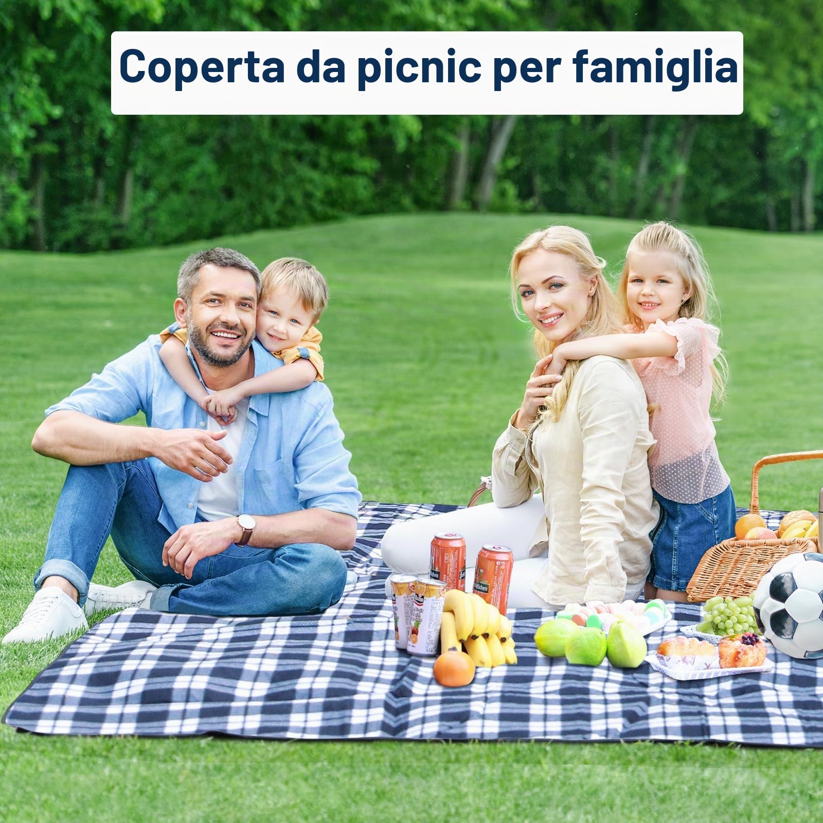 Coperta da Picnic Impermeabile Antisabbia 200x200cm Portatile Pieghevole con Tracolla