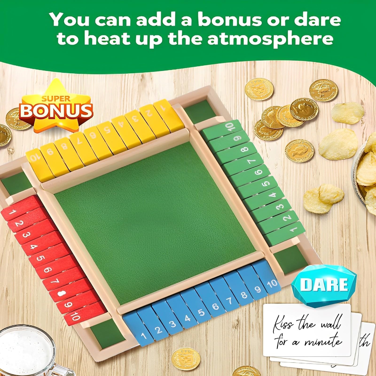 Shut the box 2-4 giocatori giochi da tavolo, gioco da tavolo in legno con 8 dadi, gioco dei dadi in scatola, giochi di matematica,per bambini adulti,classe familiare o bar