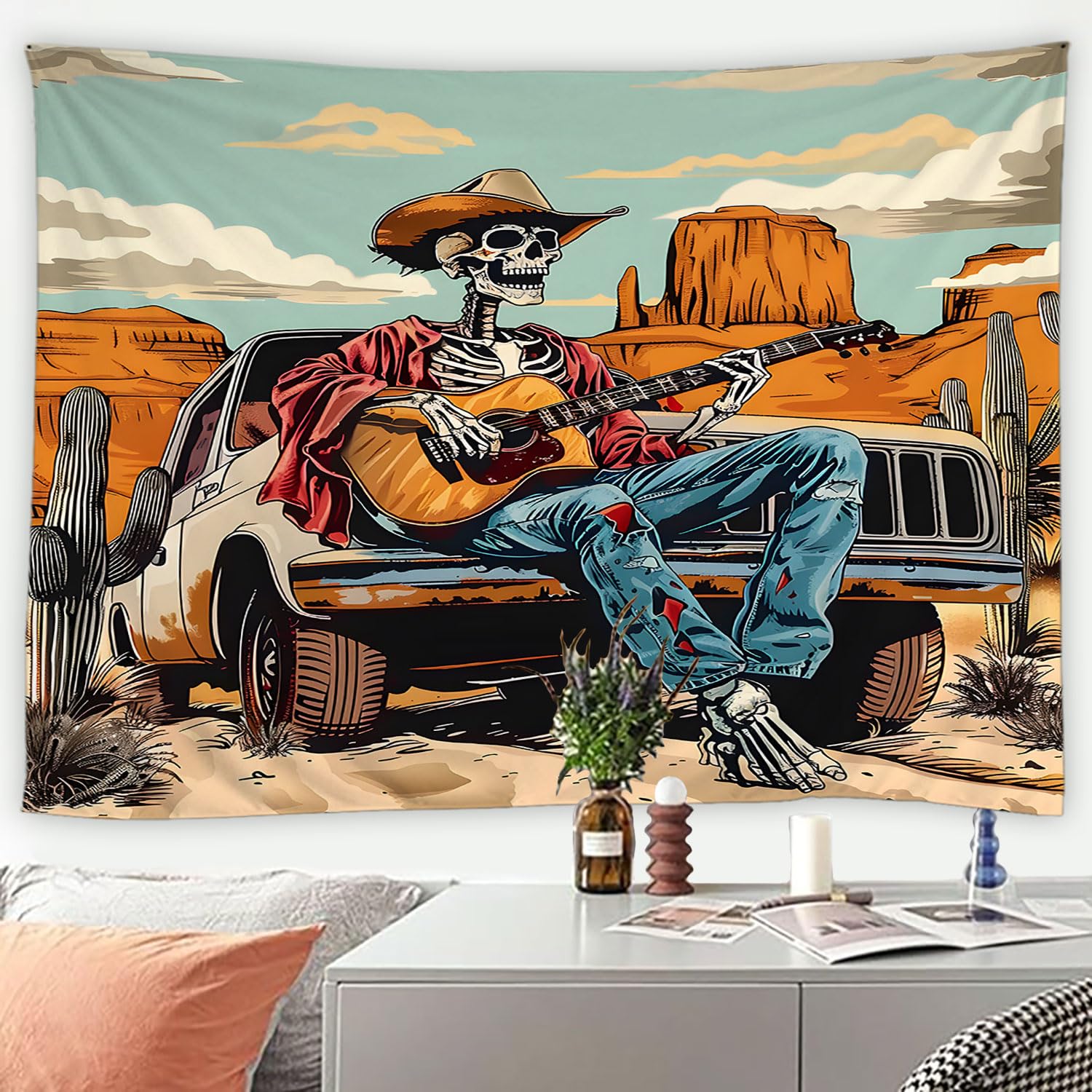 Amazon.com: UOZXOML Retro Western Cowboy Skull Tapestry