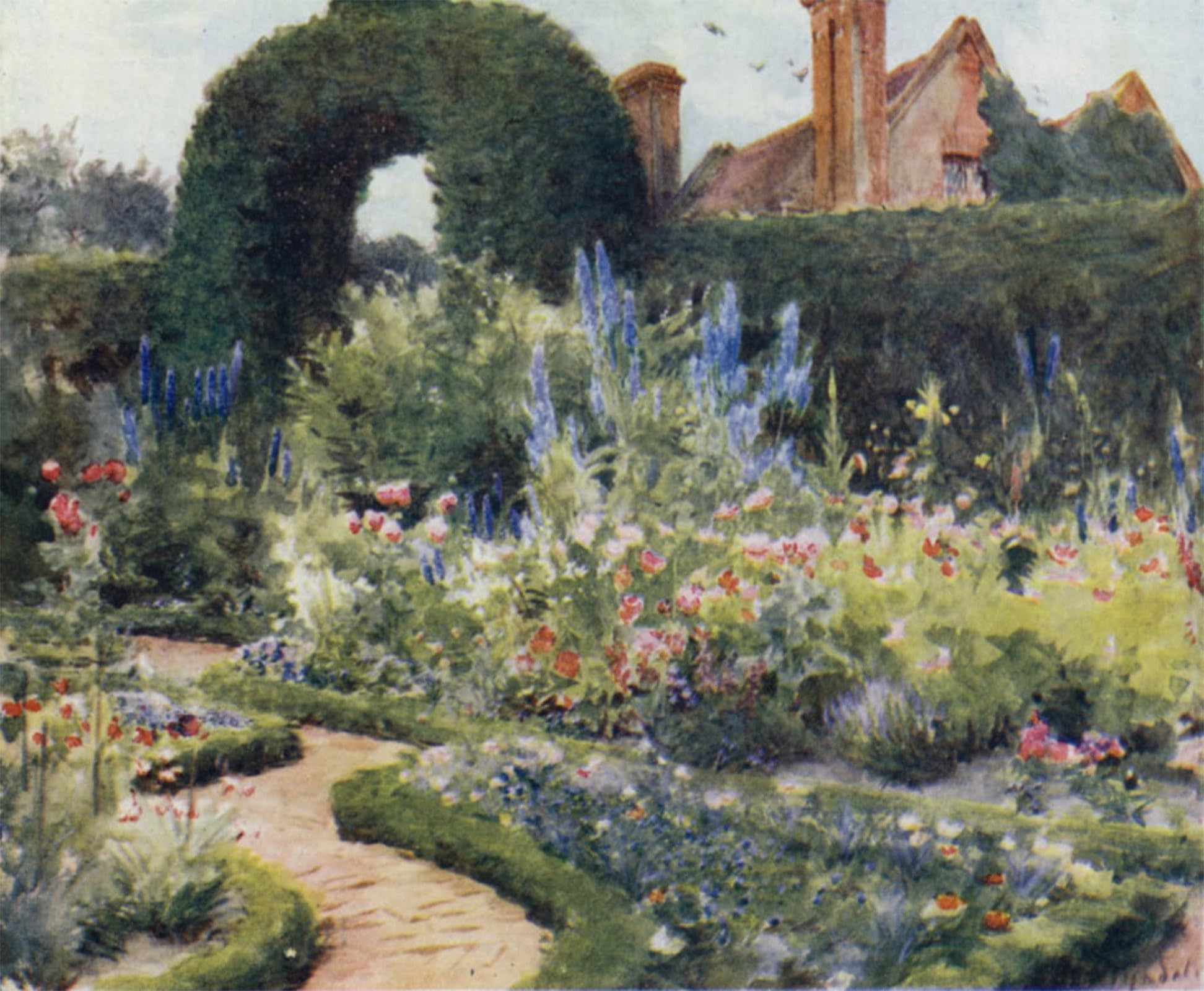 POSTERIIk Vintage Art Print Images Pictures Print the New Forest Garden Near Brokenhurst by Walter Frederick Roofe Tyndale Modern Colour Posters for Office Home Decor 60x90cm