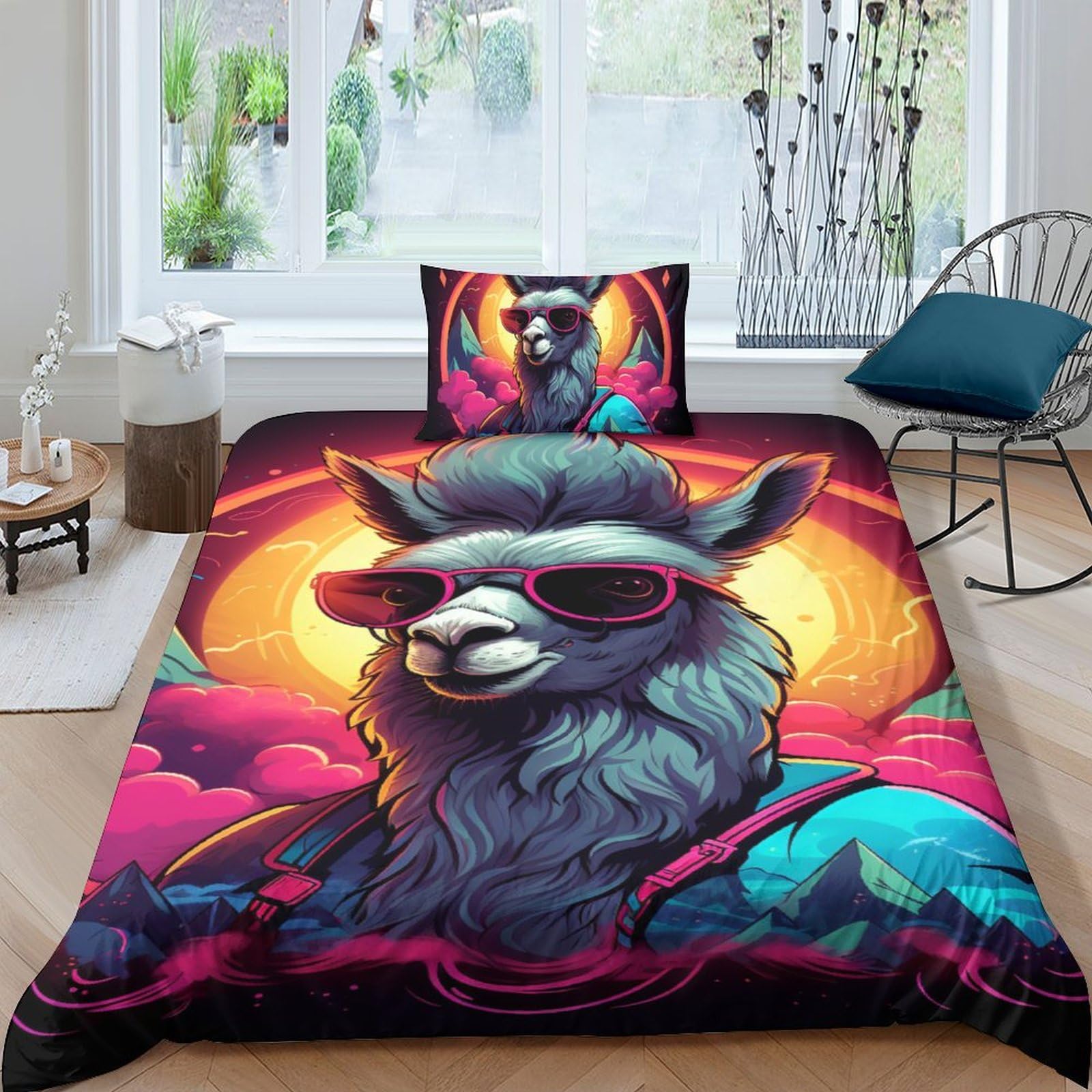 Funda de edredón de alpaca 135x200 ropa de cama microfibra con fundas de almohada wildlife 3D