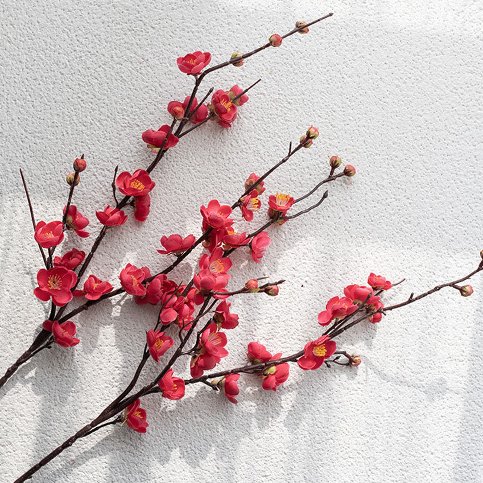 Rametto Di Fiori Di Prugna Artificiali In Tessuto Seta - Lunghezza 60cm, Decorazione Floreale Per Casa E Matrimoni