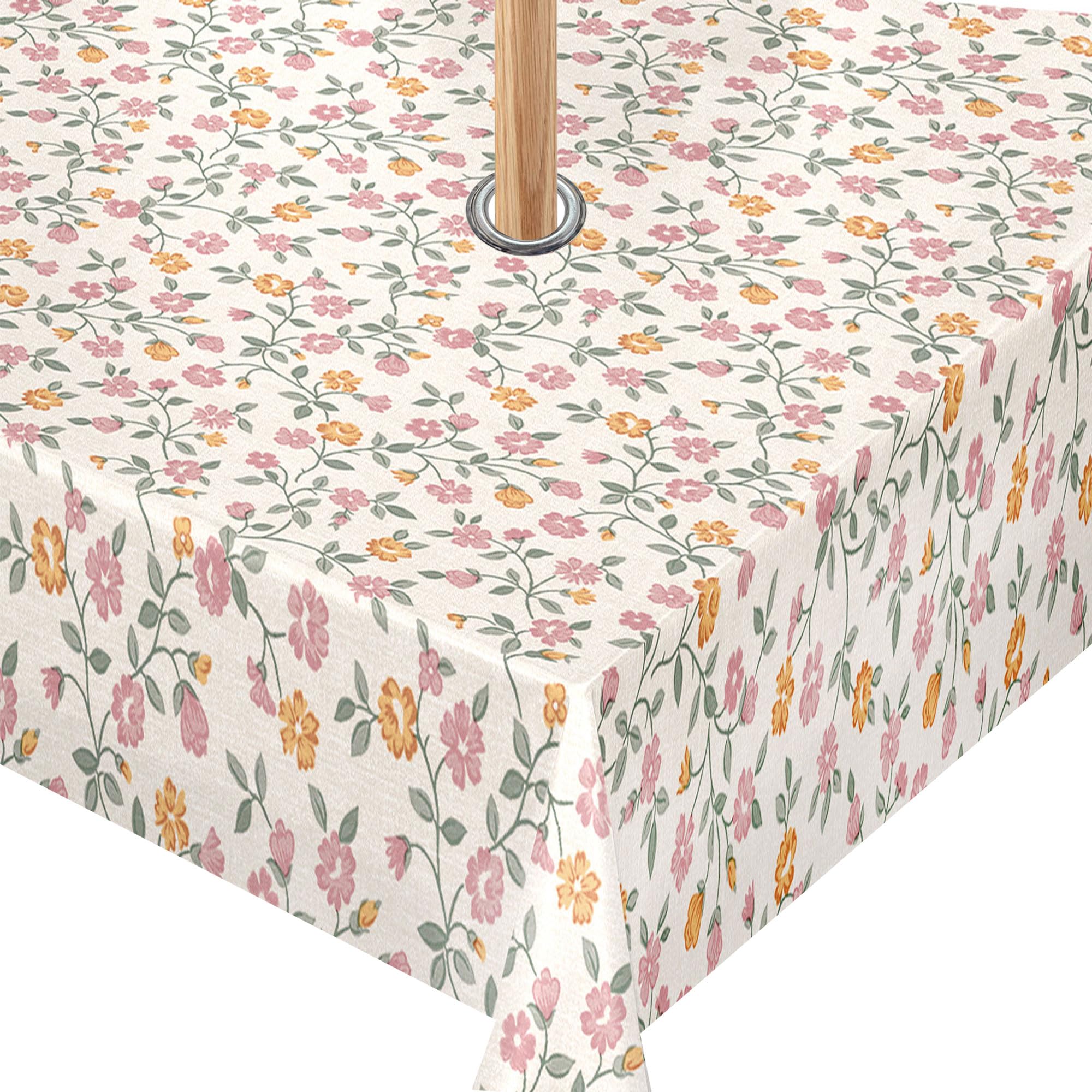 Qpc Direct Country Garden Wipe Clean Waterproof Outdoor Garden Tablecloth With Parasol Hole (, Square 140 X 140Cm)