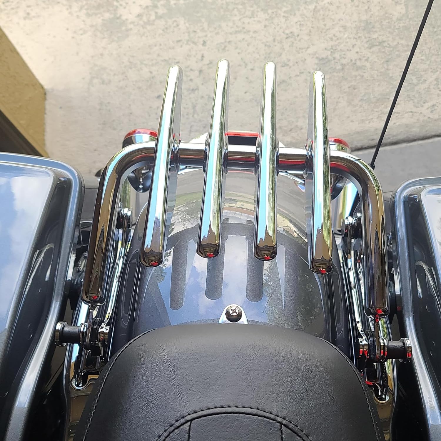 Chrome Detachable Sissy Bar & Luggage Rack for Harley Davidson Touring Models - Image 6