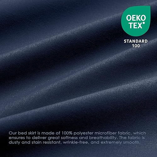 Miniatura 6 de FreshCulture Falda de cama King, con volantes antipolvo para cama de tamaño King, fácil ajuste con caída a medida de 15 pulgadas, falda de cama