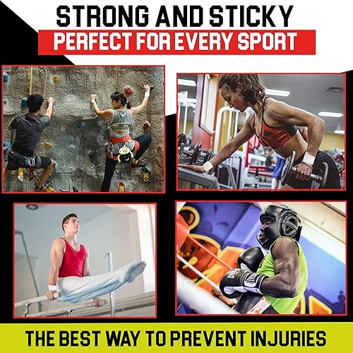 Miniatura 2 de Summum Fit Cinta atlética en blanco y negro extremadamente resistente 16 rollos + cinta adhesiva de 4 dedos. Fácil de aplicar y sin residuos