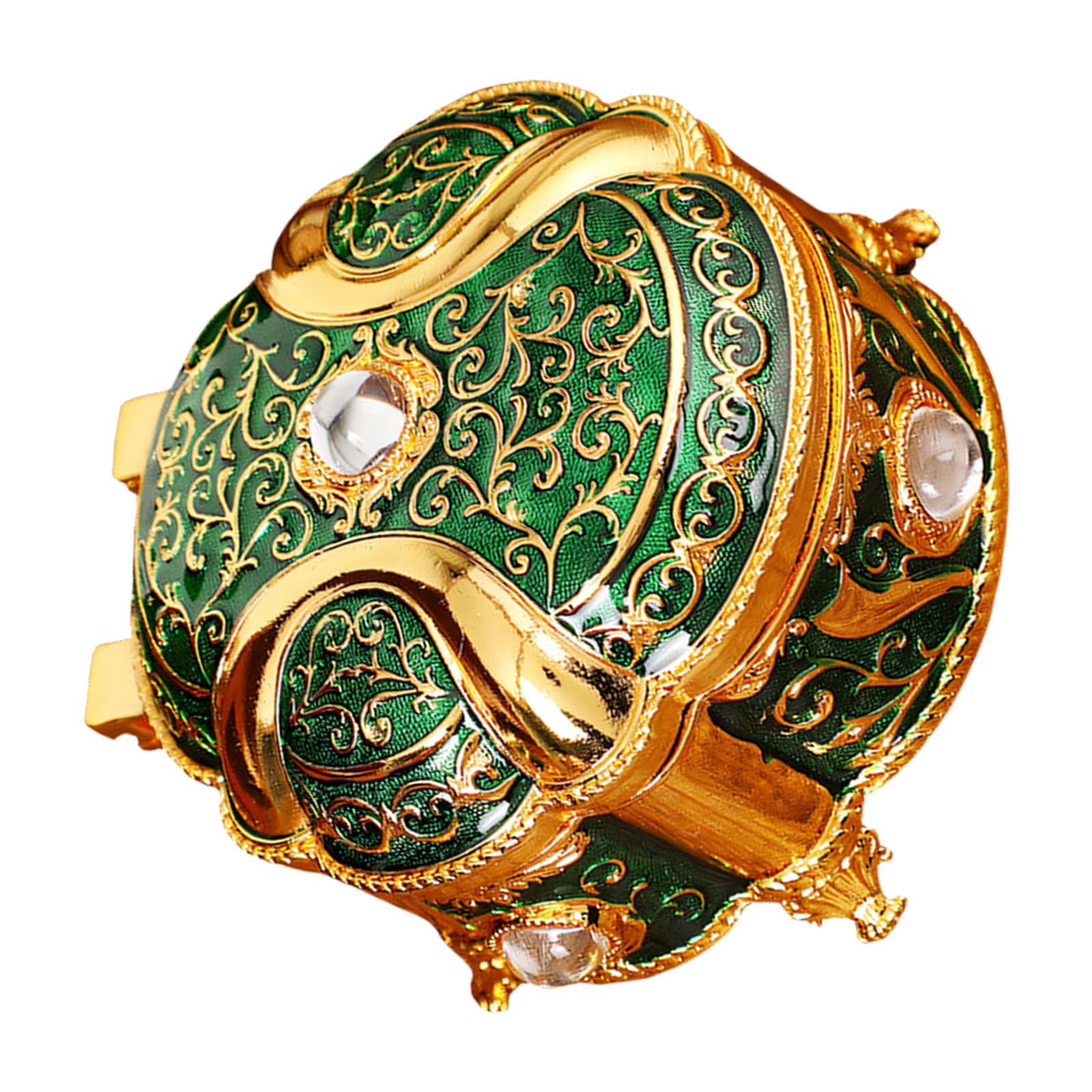 Hredyqw Enameled Round Decorative Box For Jewelry Storage Trinket Organiser With Crystal