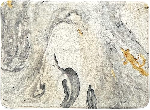 Alfombra de baño HAOCOO de 19.7 x 30.720 x 31cm hecha de lana sintética de mármol blanco, alfombra antideslizante para puerta, suave, de microfibra,