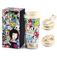 Tokidoki Water Bottle, 18 oz Stainless Steel Insulated Tumbler with Straw