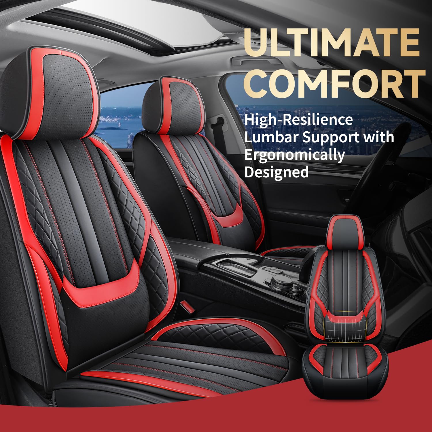 Car Seat Covers for Hyundai Venue 2020-2024 2025 Premium Waterproof Nappa Leather Seat Covers Full Set Breathable Comfortable — view 2