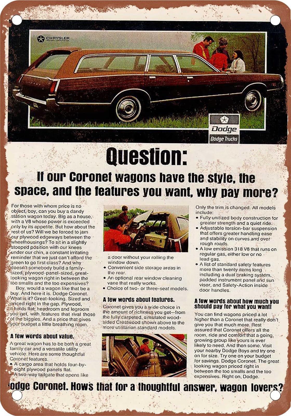 Miaomansenstore Metal Sign - 1971 Dodge Vintage Ad 06 - Old Retro Rusty Look Home Decor