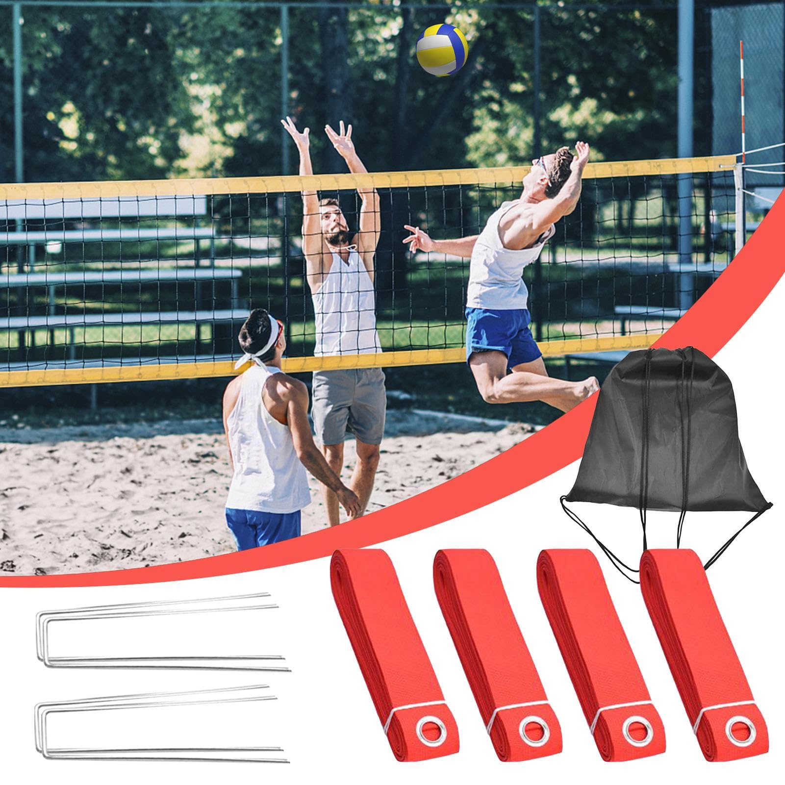 Marquages de terrain de jeu pour volleyball - Marquage extérieur - Accessoire de sport pliable pour le parc, l'entraînement, le jardin et l'extérieur