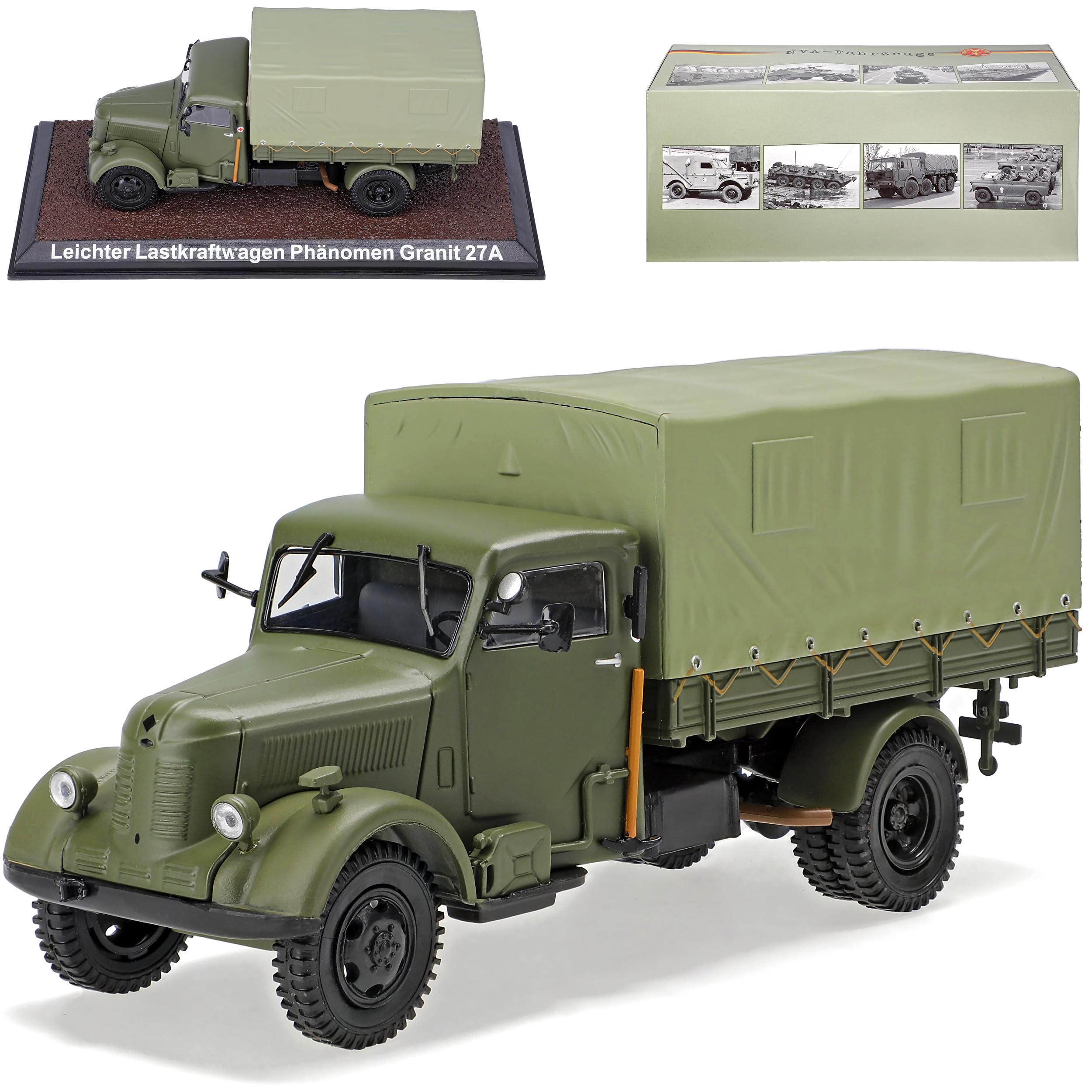 Atlas Granit Phänomen 27A Leichter Lastkraftwagen Grün DDR NVA Armee 1/43 Modell Auto