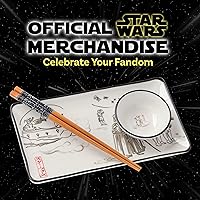 Vista 5 de Silver Buffalo Arte japonés de acuarela de Star Wars con Jabba the Hutt, Darth Vader, Stormtroopers - Juego de sushi de cerámica con plato de salsa