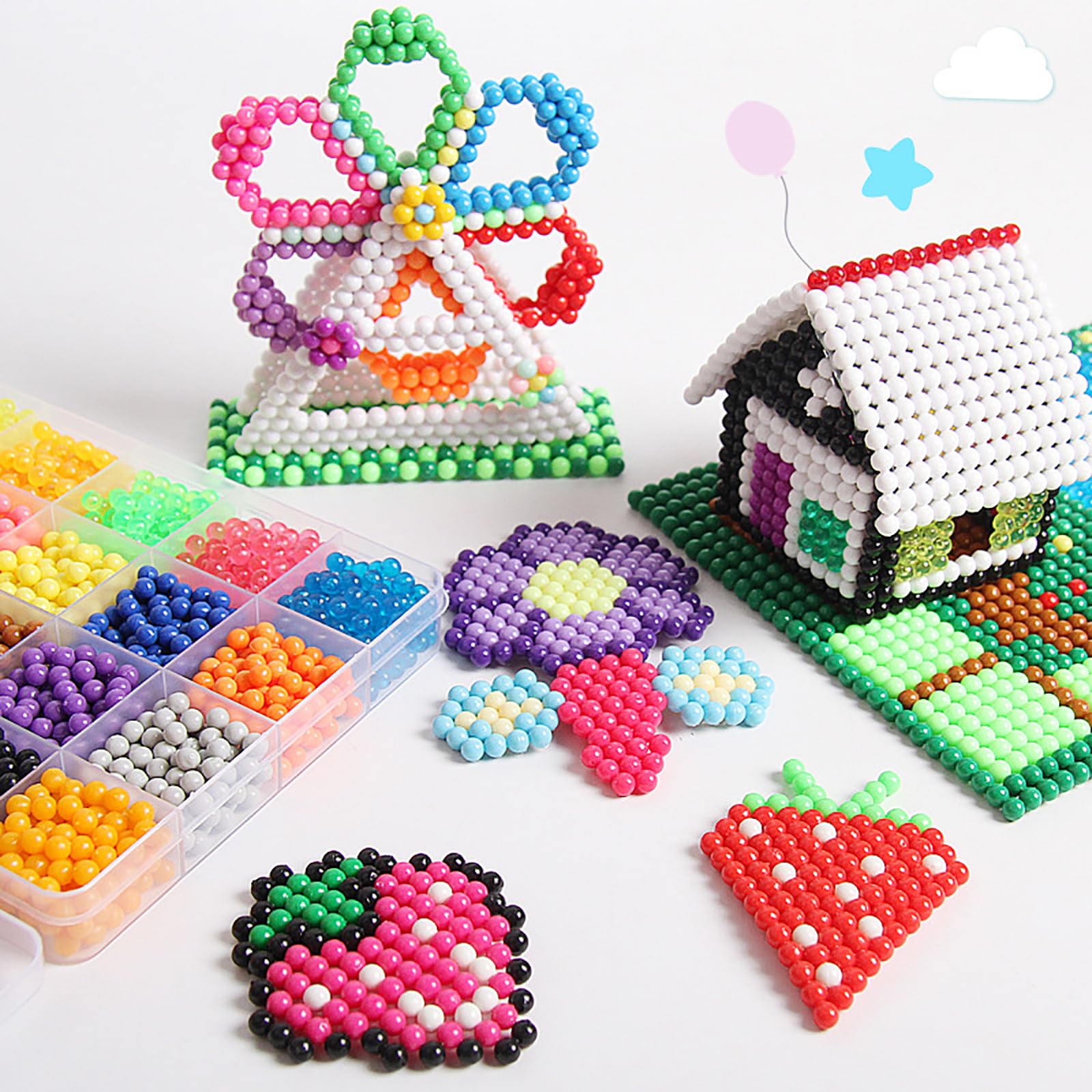 EIKEJI 7400 Pcs Non-Iron Fuse Beads Kit, 48 Colors 5mm Beads for Kids, Glow in The Dark Beads Glitter Beads, Refill Beads Set for Boys, Girls, Ideal Gift for New Years, Birthdays, Christmas - Image 6