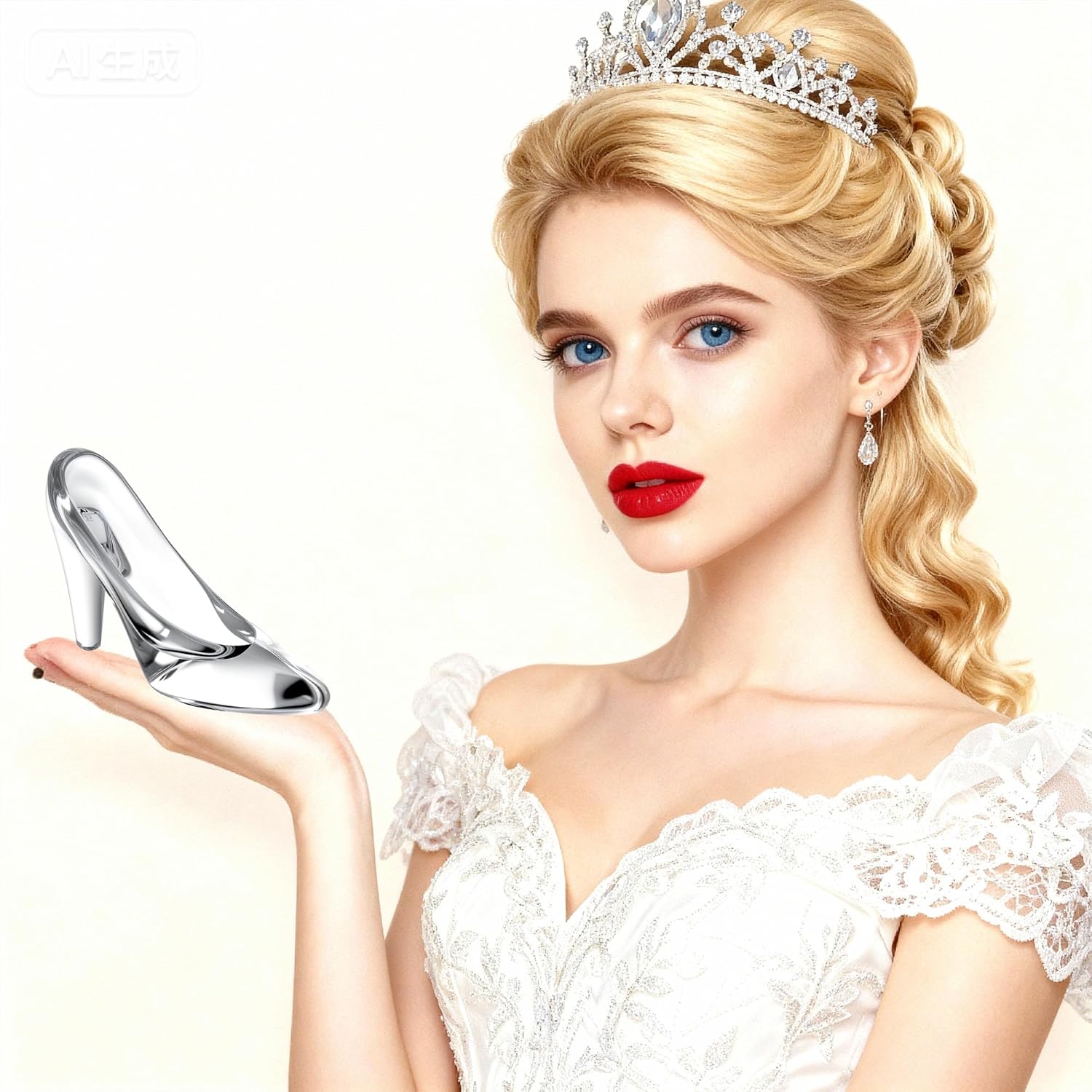 QFkris Cinderella Glass Slipper Decoration for Girls Room Decor, 4" Cinderella Heels Glass Shoes for Party Decorations, Princess Birthday Bedroom Decor, Valentines Day Gift for Women - Image 3