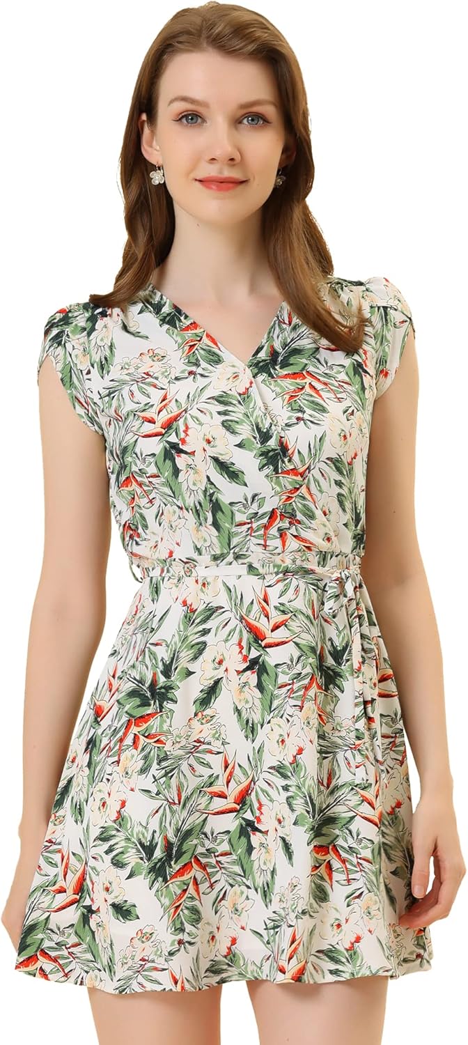 Allegra K Vestido Floral Vintage Con Cuello Peter Pan Para Mujer, Cintura Alta, Fluido, Midi, Manga Abombada, Azul, XS