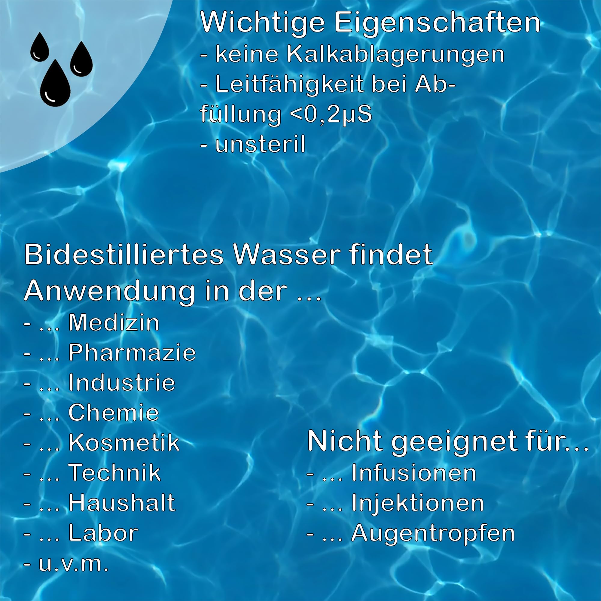 Aqua Bidest - 2 botes de 10 litros, agua pura de laboratorio, 20 L, agua bidestilada, agua destilada 2 veces