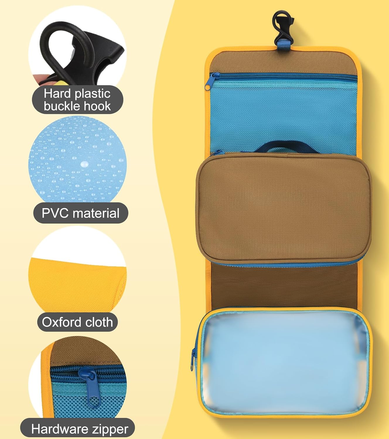 Piegricdiat 2025 新作!大容量折りたたみ式トラベルトイレタリーバッグ - 多機能取り外し可能な洗面用品トラベルバッグ