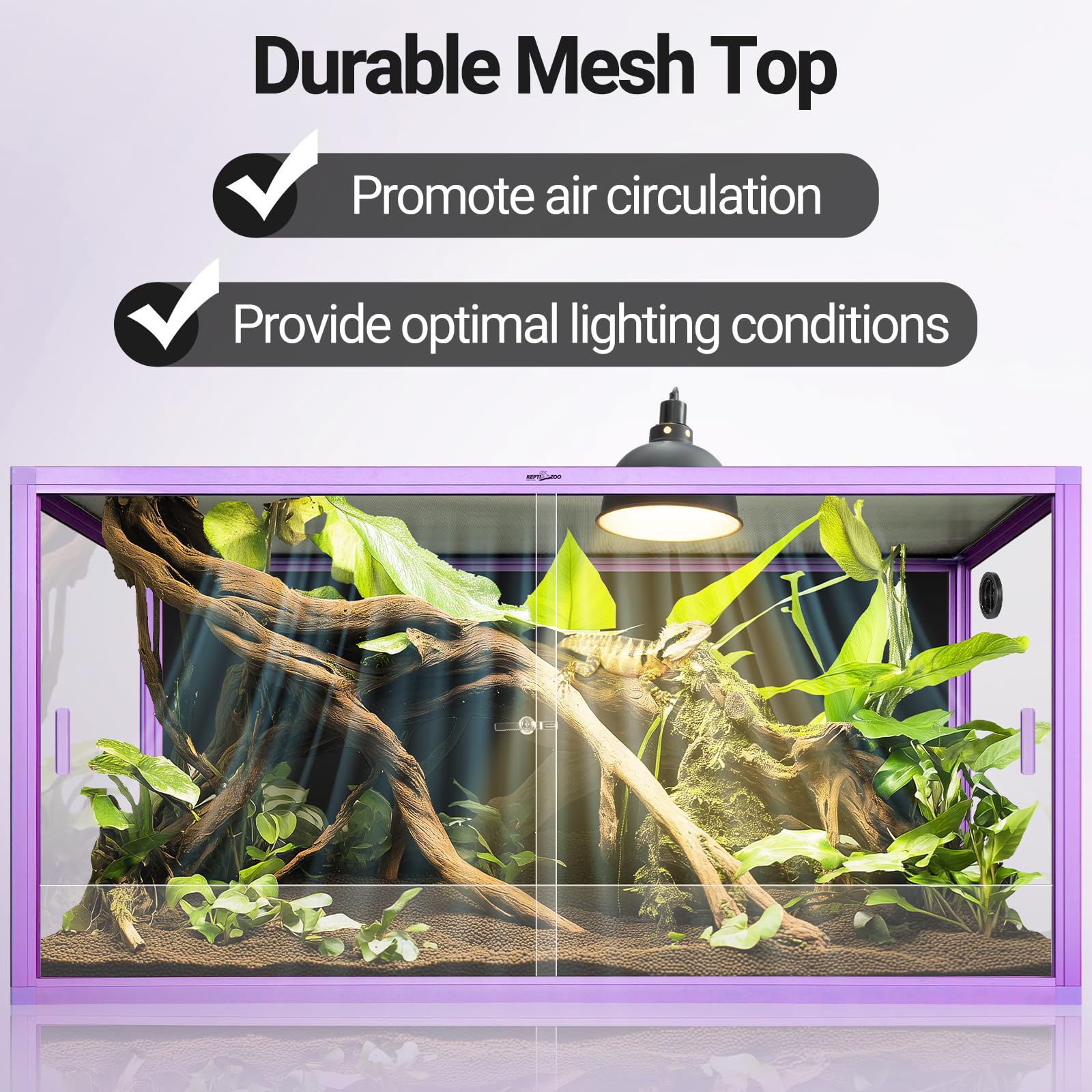 REPTI ZOO 120 Gallon Reptile Glass Terrarium, 4x2x2 ft Reptile