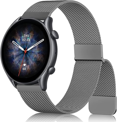 Miniatura 1 de Amzpas Bandas de metal para Amazfit GTR 3 Pro GTR 3 GTR 4 GTR 2e GTR 2 Amazfit GTR 1.850in, correa de repuesto de acero inoxidable ajustable de